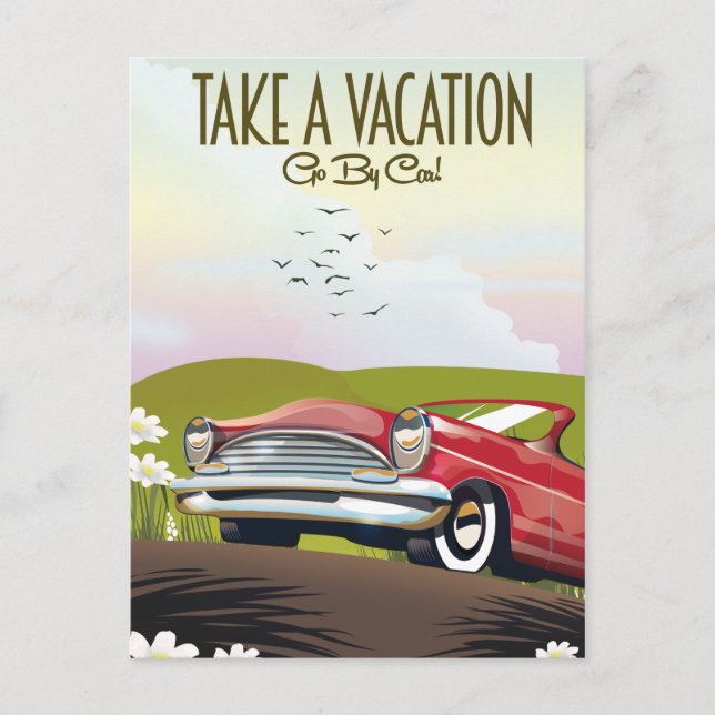 Carte Postale Vacances - Partir en voiture (Devant)