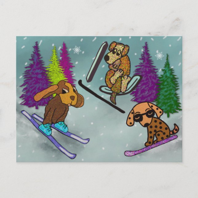 Carte Postale Vacances Ski Puppy (Devant)