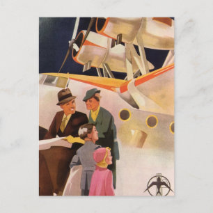 Carte Postale Vacances vintages en famille Via Seaplane avec hél