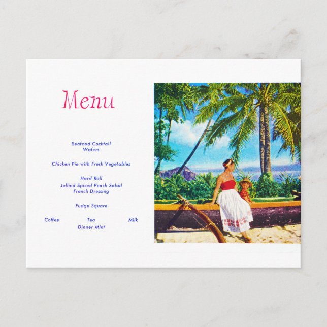 Carte Postale Vacances vintages hawaïennes (Devant)