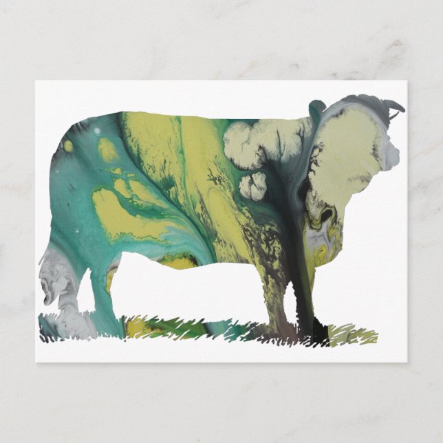 Carte Postale Vache Abstraite Silhouette (Devant)