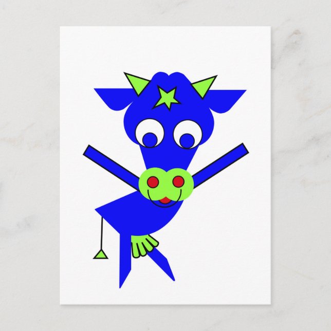 Carte Postale Vache bleue (Devant)