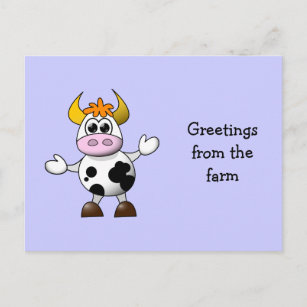 Carte Postale Vache caricaturale drôle