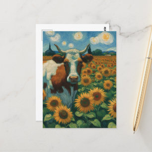 Carte Postale Vache dans les tournesols Van Gogh