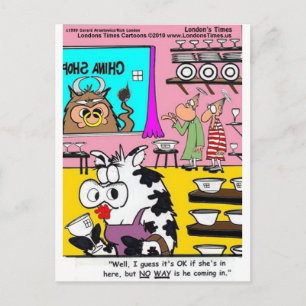 Carte Postale Vache Dans Un Magasin De Porcelaine Mugs Drôles T-
