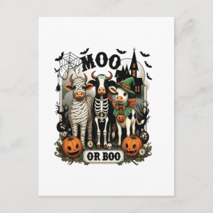 Carte Postale Vache de Halloween Moo ou Boo