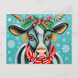 Carte Postale Vache de Noël drôle