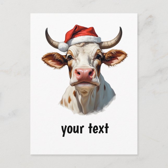 Carte Postale vache de noël drôle avec votre texte (Devant)