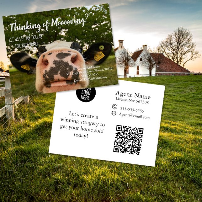 Carte Postale Vache déplaçant le référencement marketing immobil (Créateur téléchargé)