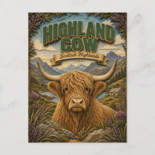 Carte Postale Vache des Highlands Écosse POPCUT