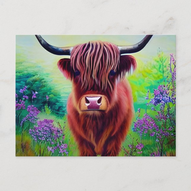 Carte Postale Vache des Highlands Nature (Devant)