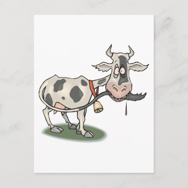 Carte Postale vache drôle qui se mord la queue (Devant)