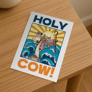 Carte Postale Vache drôle Sainte Vache ! Jeu de mots visuel Dess
