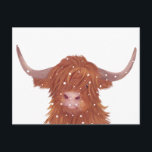 Carte Postale Vache écossaise des Highlands en hiver<br><div class="desc">Carte postale de vache Highland d'hiver orange mignonne.</div>