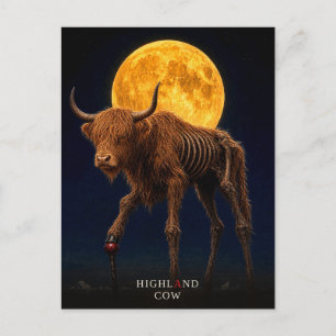 Carte Postale Vache Highland cane gothique surréaliste