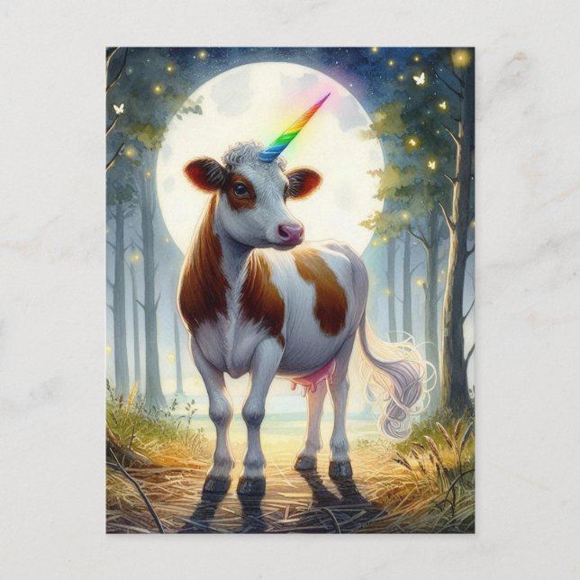 Carte Postale Vache laitière adorable Unicorne (Devant)