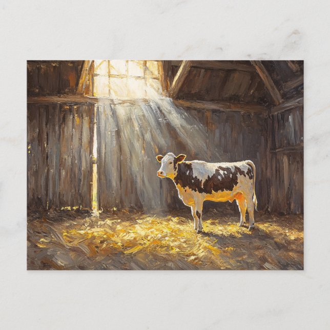 Carte Postale Vache laitière dans une ferme rustique d'élevage (Devant)