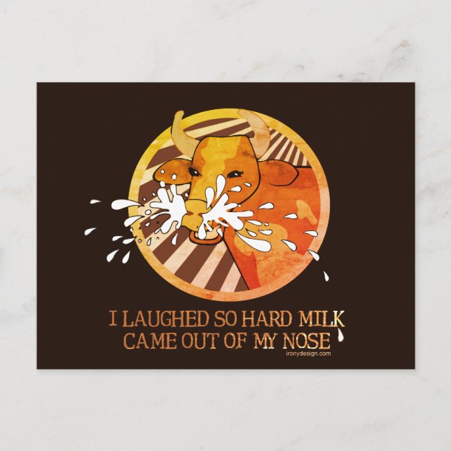 Carte postale Vache Lire du lait hors du nez (Devant)