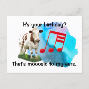Carte Postale Vache musicale d'anniversaire