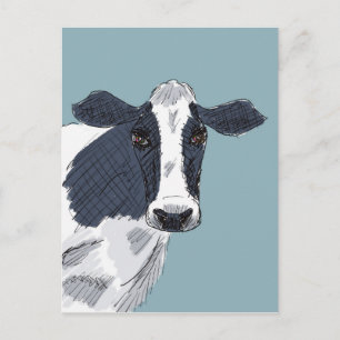 Carte Postale Vache peinte en bleu