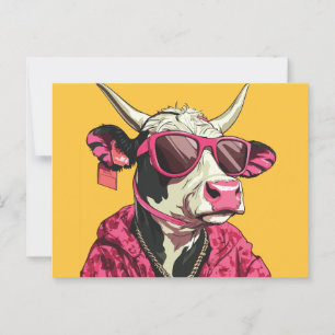 Carte Postale Vache portant des lunettes de soleil