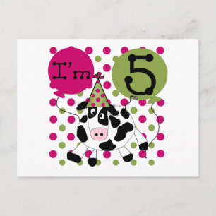 Carte Postale Vache rose 5e Anniversaire Tshirts et cadeaux