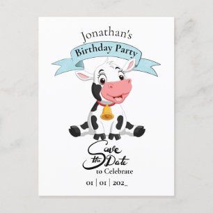 Carte Postale Vache Sauvegarder la date Joyeux anniversaire garç