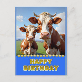 Carte Postale vaches d'anniversaire