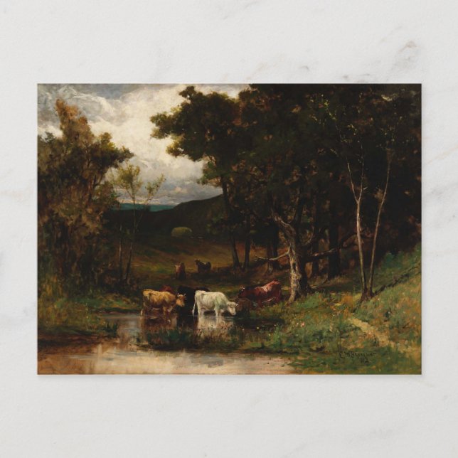 Carte Postale Vaches dans le ruisseau près des arbres - Edward B (Devant)