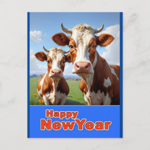 Carte Postale vaches de la nouvelle année