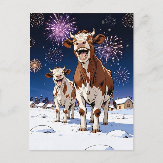Carte Postale vaches drôles (Devant)
