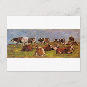 Carte Postale Vaches en champ par Eugene Boudin