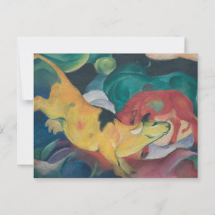 Carte Postale Vaches, jaune-rouge-vert (1912) par Franz Marc