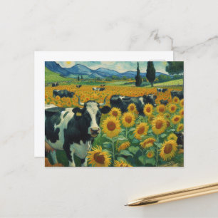 Carte Postale Vaches noires tachetées a Faux Van Gogh