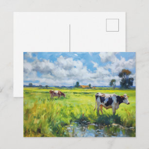 Carte Postale Vaches paissant au bord de la rivière Havel