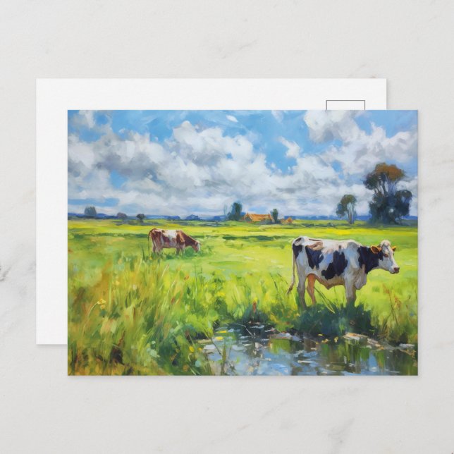 Carte Postale Vaches pâturant au bord de la rivière Havel (Devant / Derrière)