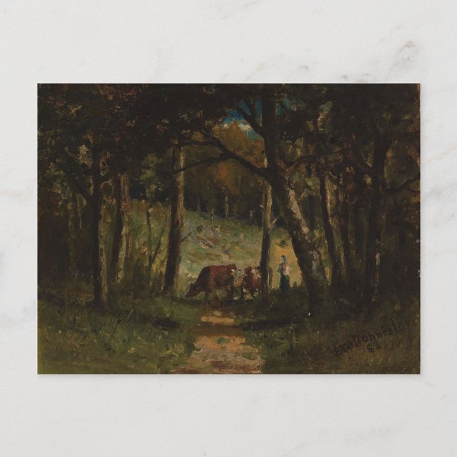 Carte Postale Vaches sur le chemin en forêt - Edward Banister (Devant)
