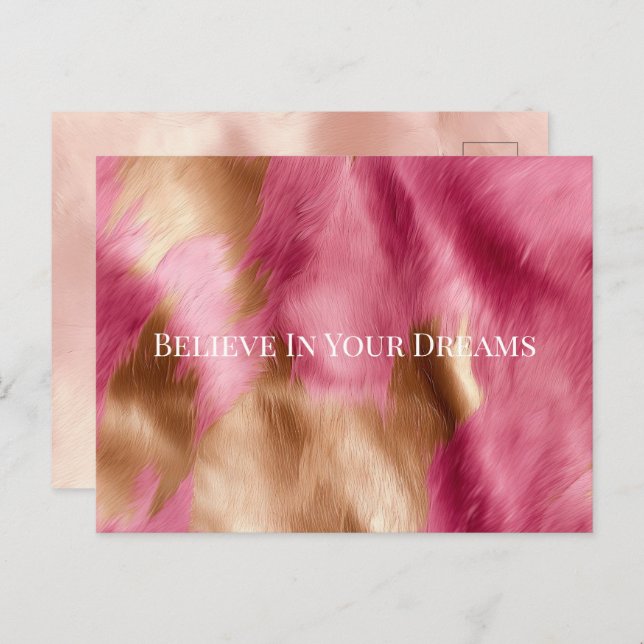 Carte Postale Vachette de cowgirl en or rose de l'Ouest (Devant / Derrière)