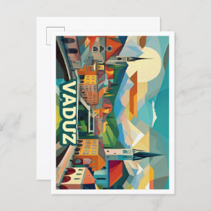 Carte Postale Vaduz Liechtenstein Voyager artistique coloré