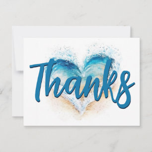 Carte Postale Vague de cœur Merci plage