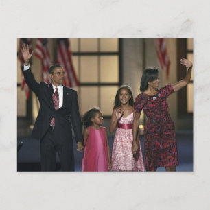 Carte Postale Vague de la famille Barak Obama à la dernière nuit