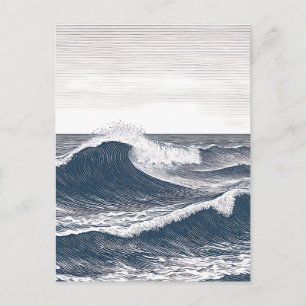 Carte Postale Vague de l'océan en ligne art monochrome ressac