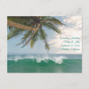 Carte Postale Vague de l'océan tropical et cocotier