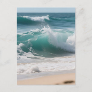 Carte Postale Vague de l'océan turquoise s'écrasant sur le rivag