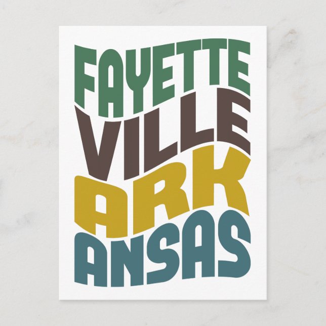 Carte Postale Vague rétro de Fayetteville Arkansas (Devant)