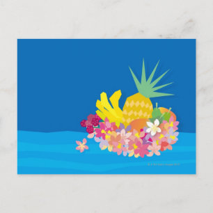 Carte Postale Vagues à fleurs tropicales