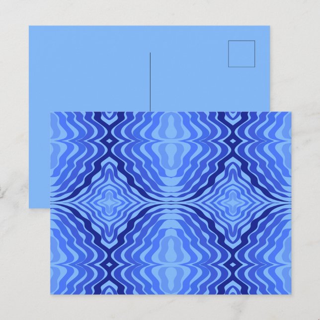 Carte Postale Vagues bleues réfléchissantes Art de design abstra (Devant / Derrière)