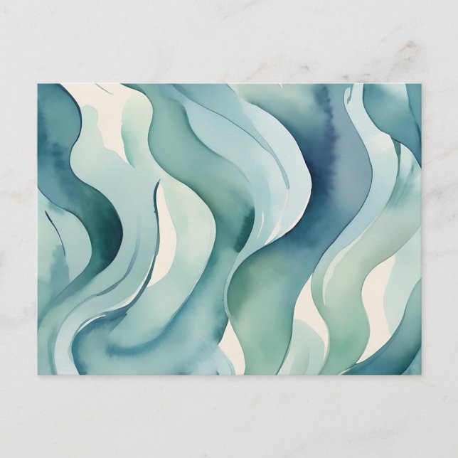 Carte Postale Vagues d'aquarelle douce Motif Abstrait (Devant)