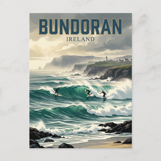 Carte Postale Vagues de Bundoran Irlande (Devant)