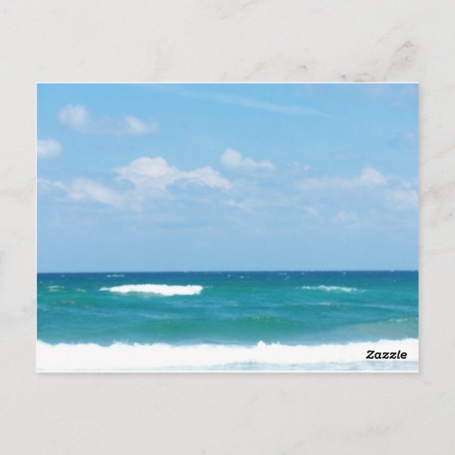 Carte Postale Vagues de ciel bleu avec déferlement à l'horizon d (Dos)